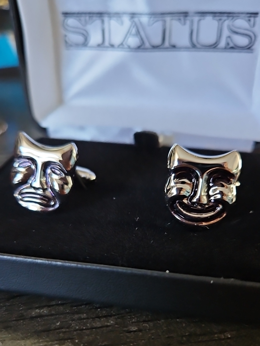 Silver Theatrical Comedy & Tragedy Mask Cufflinks